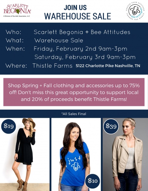 Scarlett Begonia and Bee Attitudes Warehouse Sale 